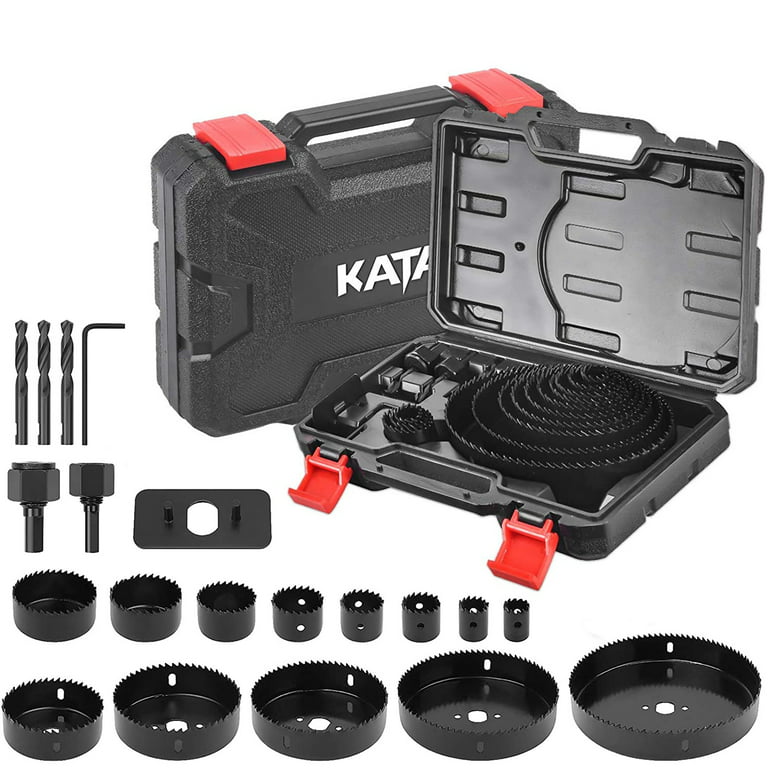 KATA 20PCS Hole Saw Kit Hole Saw Set with 3/4-6(19-152mm),MaxSize 6 inch  Hole Drill Bit,Ideal for Soft Wood,Plywood,Drywall,PVC Cutting 