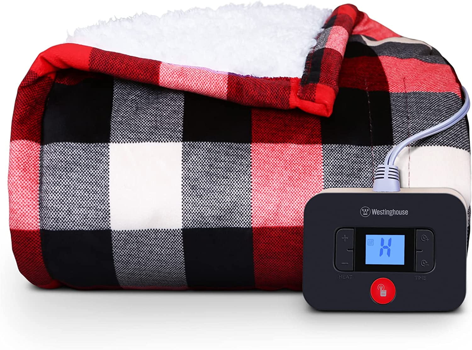 KATA Electric Blanket Heated Blanket, Plaid Sherpa Heating Blanket, 10