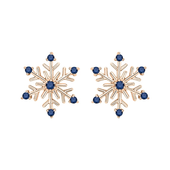 KATARINA 0.12 cttw Blue Diamond "Snow Flake" Earrings in 10K Rose Gold