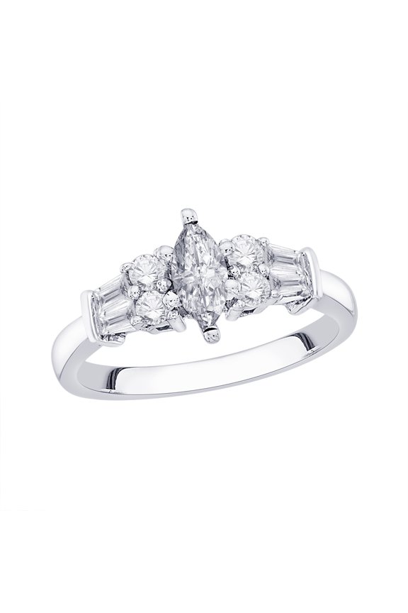 1 cttw Diamond Bridal Engagement Set in 14K White Gold (G-H, SI2-I1)