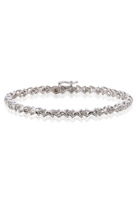 10K White Gold 1/4 ct. Diamond Tennis Bracelet (8")