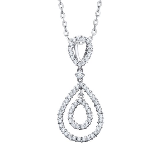 KATARINA 14K White Gold 1/2 cttw Diamond Drop Fashion Pendant Necklace