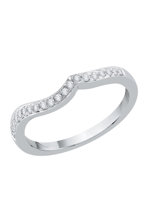 14K White Gold 1/6 cttw Diamond Curved Wedding Band (G-H, SI2-I1)