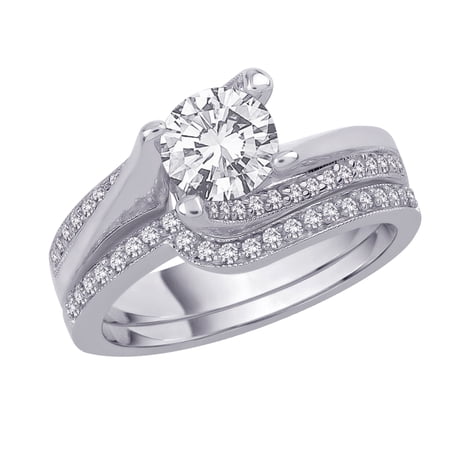 KATARINA 14K White Gold 1 cttw Diamond Engagement Set (G-H, SI2-I1)