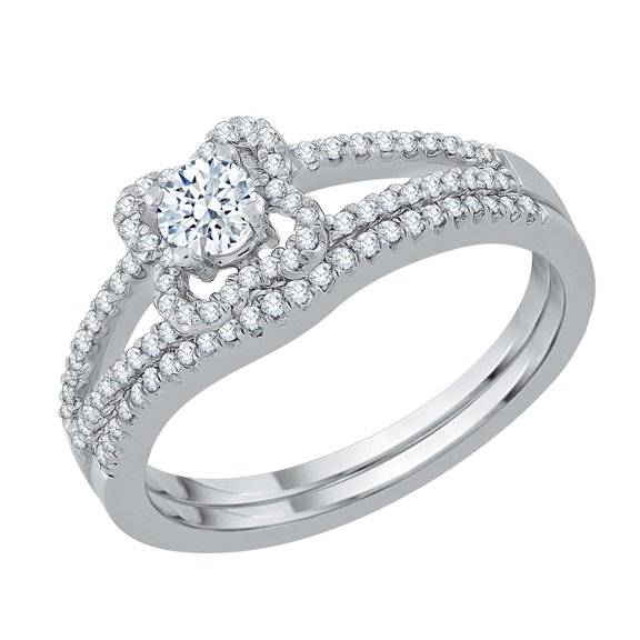 KATARINA 14K White Gold 3/8 cttw Diamond Bridal Engagement Set (G-H, SI2-I1)