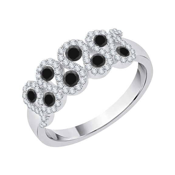 KATARINA Black and White Diamond Fashion Ring in 10K White Gold (1/2 cttw)