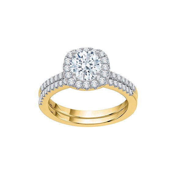 KATARINA Bridal Set Diamond Halo Engagement Ring in 10K Yellow Gold (1 3/8 cttw, I-J, I1-I2) (Size-8.5)