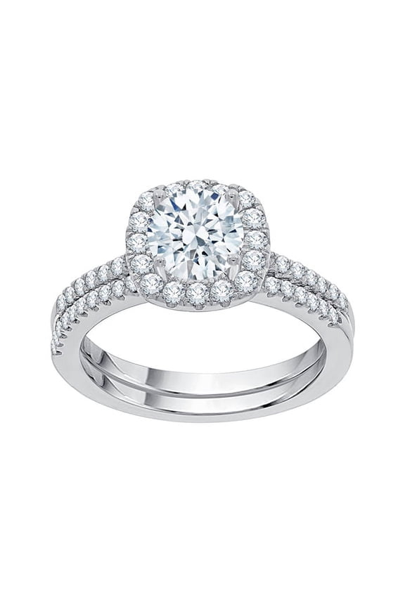 Bridal Set Diamond Halo Engagement Ring in 14K Gold (1 3/8 cttw, I-J, I1-I2)