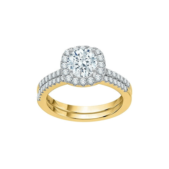 KATARINA Bridal Set Diamond Halo Engagement Ring in 14K Yellow Gold (1 3/8 cttw, I-J, I1-I2) (Size-6)
