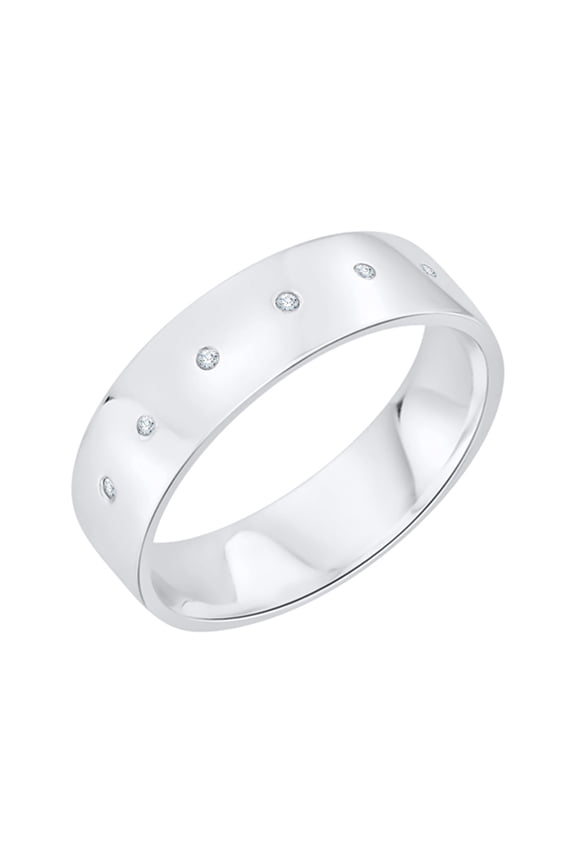 Diamond Accent Men's Wedding Band in 14K White Gold (G-H, I2-I3)