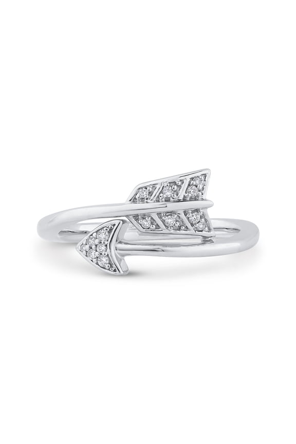 Diamond Arrow Ring in 10K White Gold (1/20 cttw, J-K, SI2-I1) (Size-6)