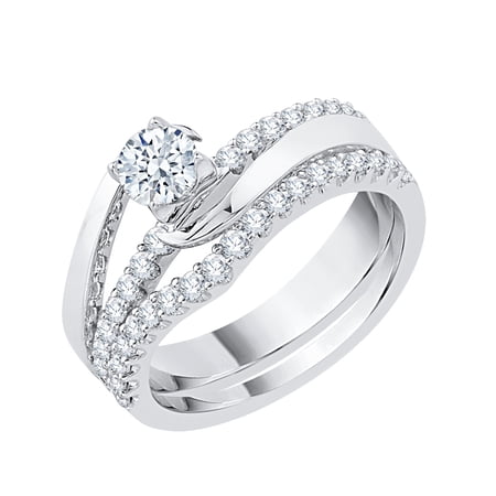 KATARINA Diamond Bridal Engagement Ring Set in 14K White Gold (1 cttw GH, I1)
