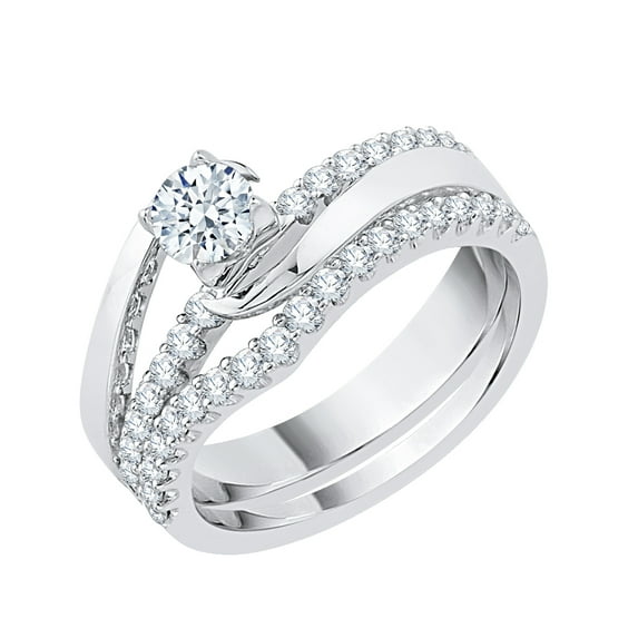 KATARINA Diamond Bridal Engagement Ring Set in 14K White Gold (1 cttw GH, I1)