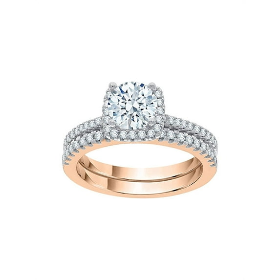 KATARINA Diamond Bridal Set Engagement Ring in 10K Rose Gold (1 1/3 cttw, I-J, I1-I2) (Size-7.5)