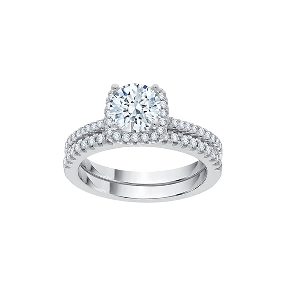 KATARINA Diamond Bridal Set Engagement Ring in 14K White Gold (1 1/3 cttw, I-J, I1-I2) (Size-9)