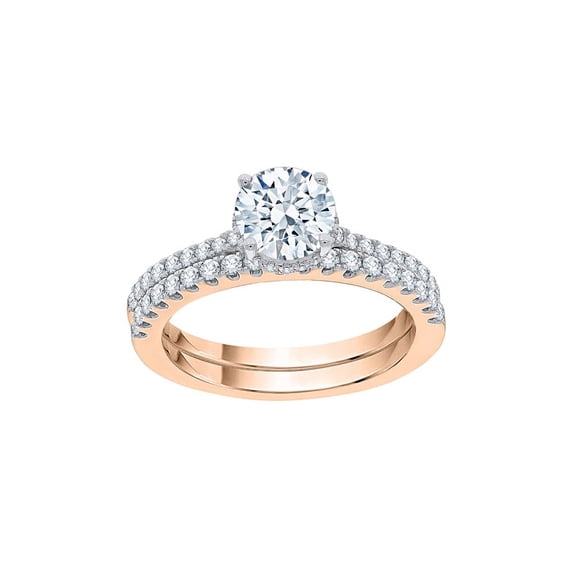 KATARINA Diamond Bridal Set in 10K Rose Gold (1 1/2 cttw, I-J, I1-I2) (Size-6.5)