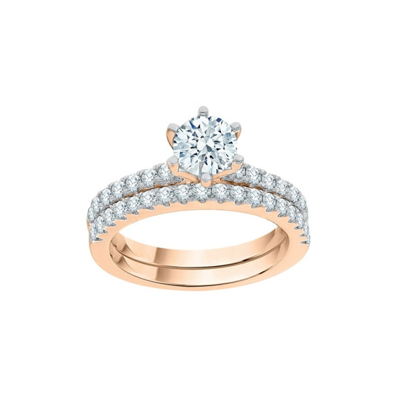 KATARINA Diamond Bridal Set in 10K Rose Gold (1 5/8 cttw, I-J, I1-I2) (Size-5)