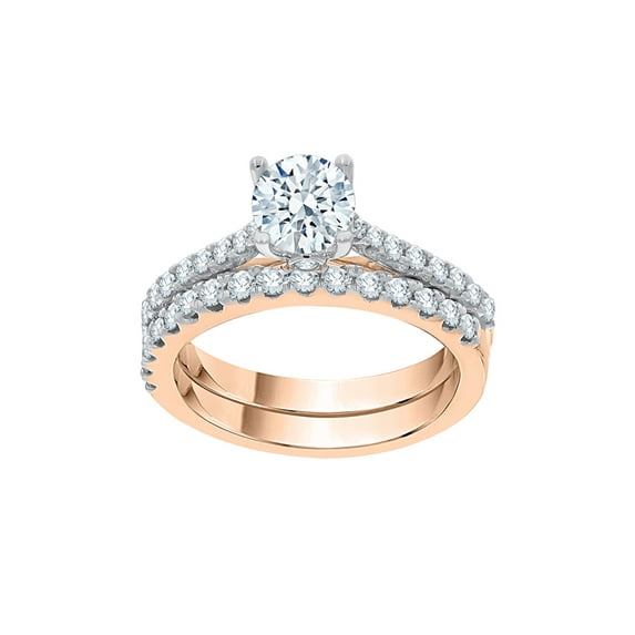 KATARINA Diamond Bridal Set in 10K Rose Gold (1 5/8 cttw, I-J, I1-I2) (Size-7)