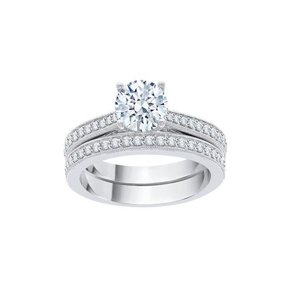 KATARINA Diamond Bridal Set in 10K White Gold (1 1/3 cttw, I-J, I1-I2) (Size-7.5)