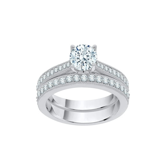 KATARINA Diamond Bridal Set in 10K White Gold (1 3/8 cttw, I-J, I1-I2) (Size-7.5)
