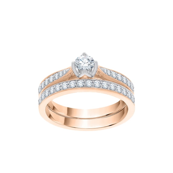 KATARINA Diamond Bridal Set in 14K Rose Gold (5/8 cttw, I-J, I1-I2) (Size-6.5)
