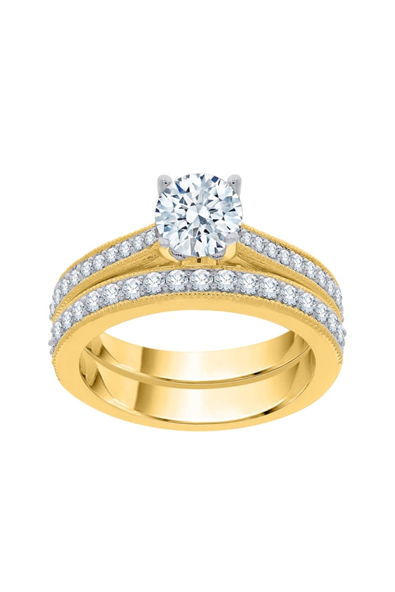Diamond Bridal Set in 14K Yellow Gold (1 3/8 cttw, I-J, I1-I2) (Size-8.5)