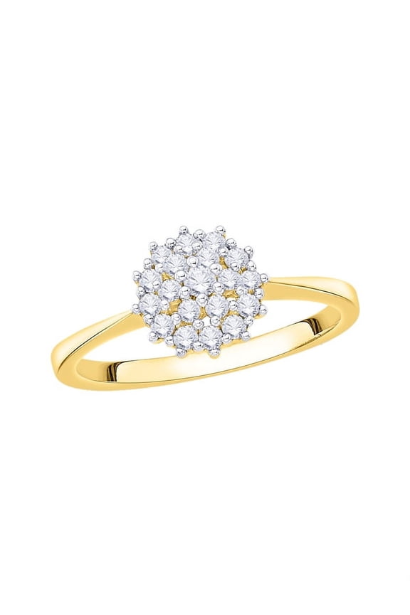 Diamond Cluster Fashion Ring in 10K Yellow Gold (3/8 cttw, I-J, I1-I2) (Size-6.5)