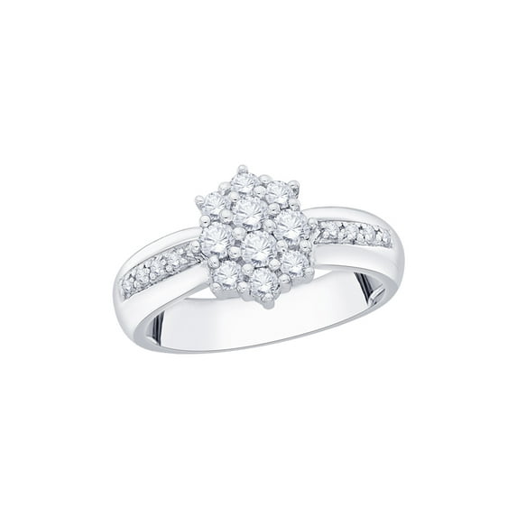 KATARINA Diamond Cluster Fashion Ring in 14K White Gold (1/2 cttw, I-J, I1-I2) (Size-10.5)