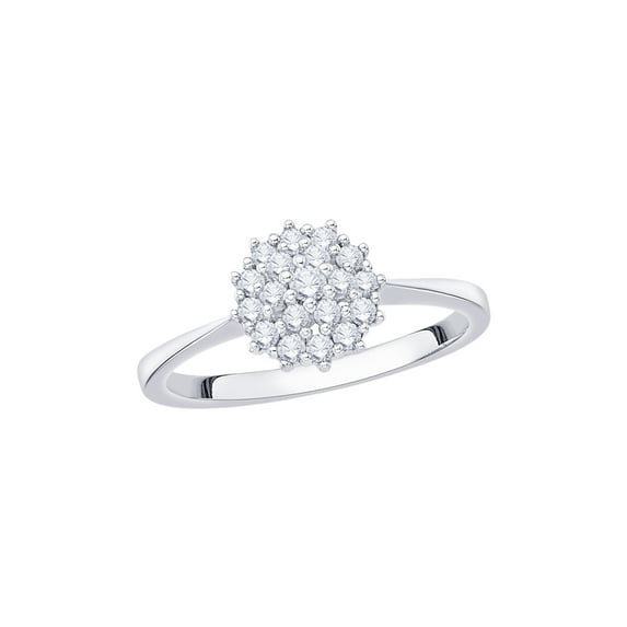 KATARINA Diamond Cluster Fashion Ring in 14K White Gold (3/8 cttw, I-J, I1-I2) (Size-9)
