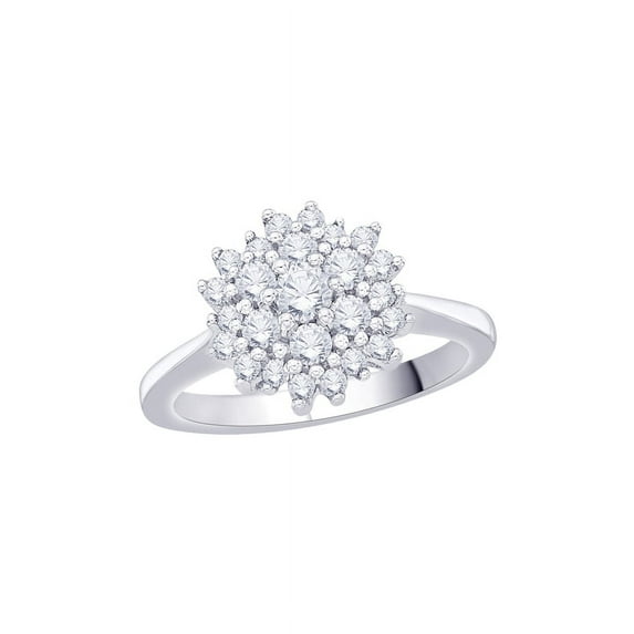 KATARINA Diamond Cluster Fashion Ring in Sterling Silver (3/4 cttw, I-J, I1-I2) (Size-7.5)