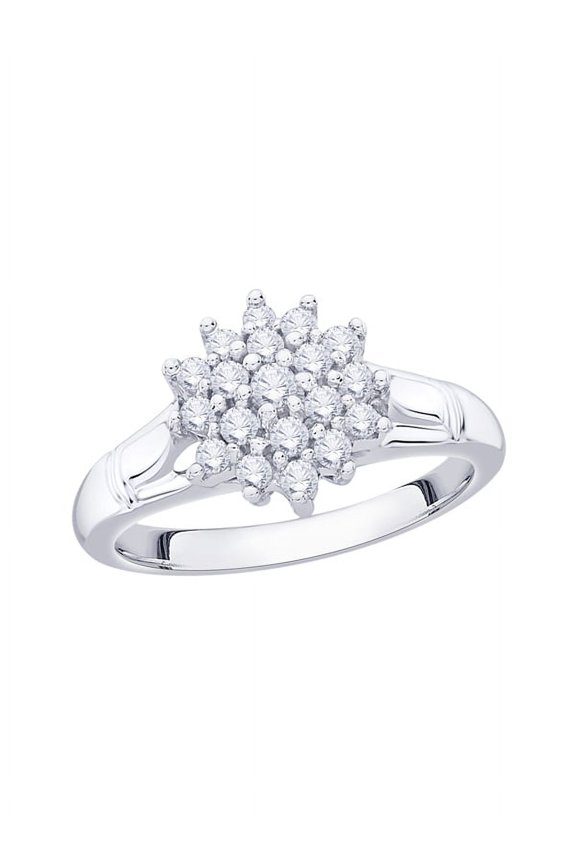 Diamond Cluster Floral Ring in 10K Gold (1/2 cttw, I-J, I1-I2)