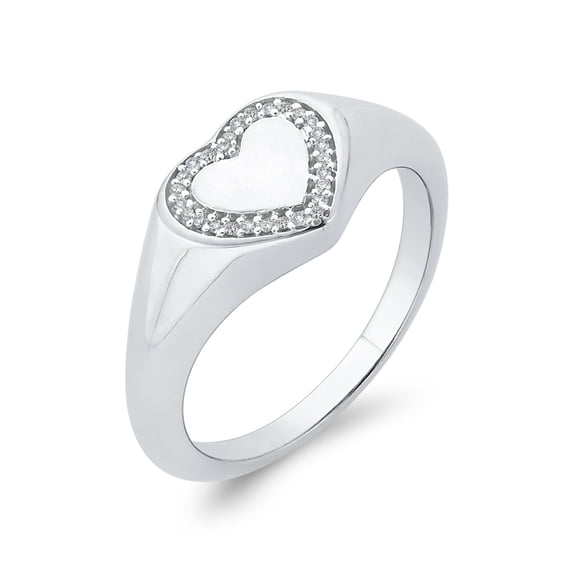 KATARINA Diamond Cluster Heart Fashion Ring in 10K White Gold (1/20 cttw, G-H, I2-I3) (Size-8.25)