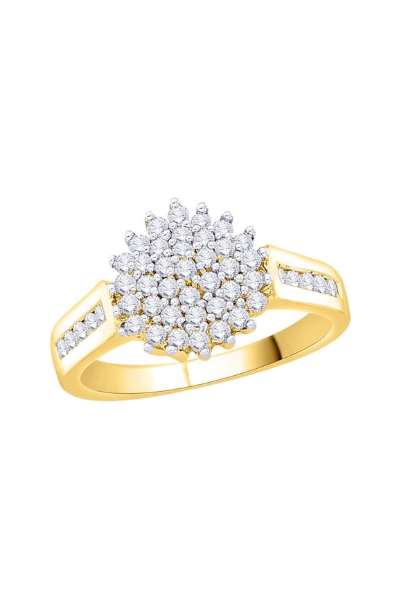 Diamond Cluster Ring in 10K Yellow Gold (1/2 cttw, I-J, I1-I2) (Size-9)