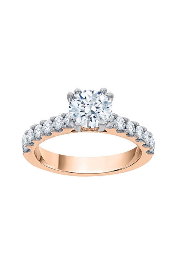 Diamond Engagement Ring in 10K Rose Gold (1 5/8 cttw, I-J, I1-I2) (Size-8.5)