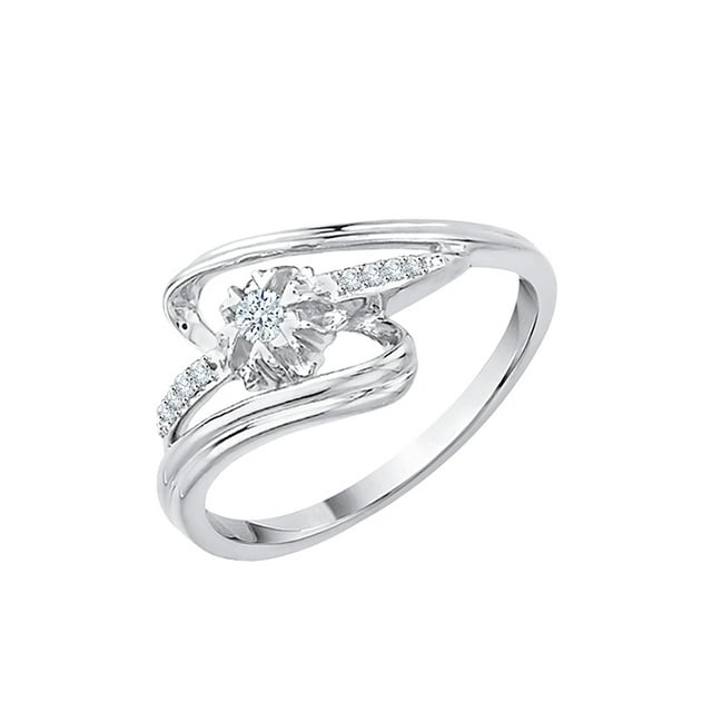 KATARINA Diamond Engagement Ring in Sterling Silver (1/10 cttw, I-J, I1-I2) (Size-8)