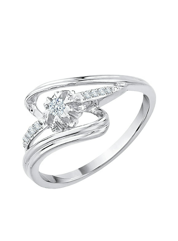 KATARINA Diamond Engagement Ring in Sterling Silver (1/10 cttw, I-J, I1-I2) (Size-8)