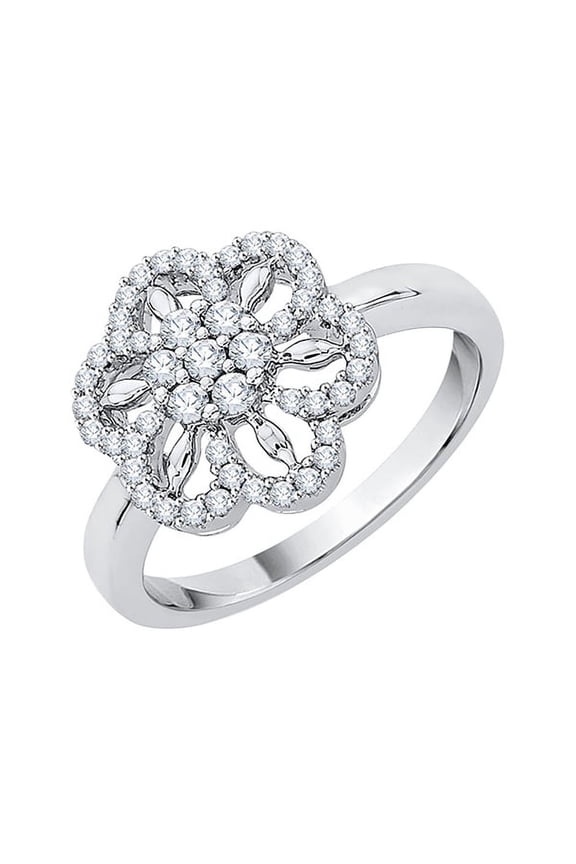Diamond Floral Fashion Ring in 10K White Gold (3/8 cttw, I-J, I1-I2)