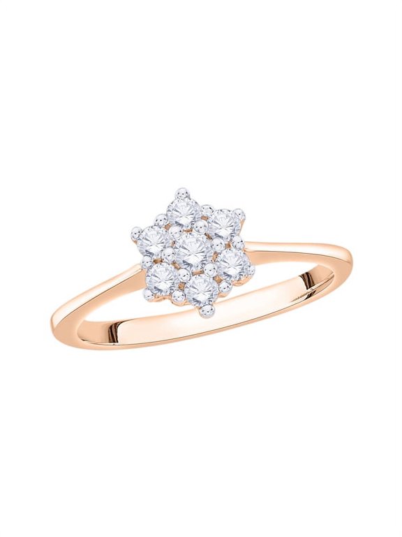 Diamond Floral Ring in 10K Rose Gold (1/3 cttw, I-J, I1-I2) (Size-5.5)