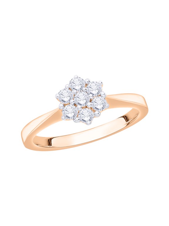 Diamond Floral Ring in 10K Rose Gold (3/8 cttw, I-J, I1-I2) (Size-10)