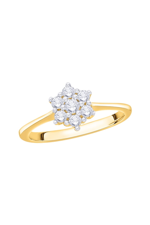 Diamond Floral Ring in 10K Yellow Gold (1/3 cttw, I-J, I1-I2) (Size-8)