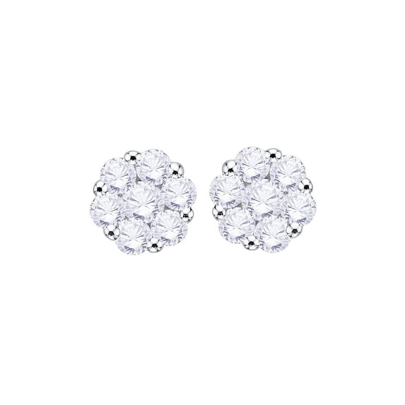 KATARINA Diamond Flower Cluster Stud Earrings in 14K White Gold (3/8 cttw, G-H, I2-I3)