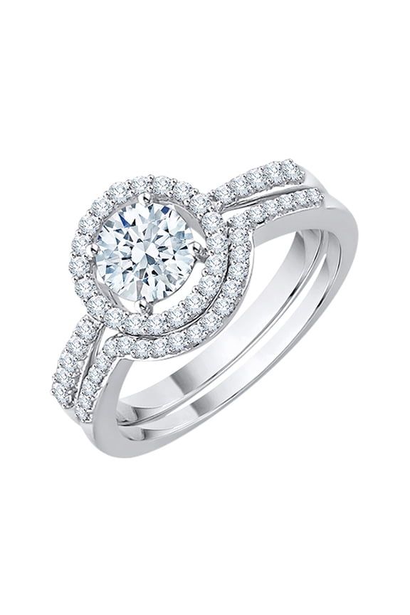 Diamond Halo Bridal Set in 10K White Gold (1 1/8 cttw, G-H, I2-I3)