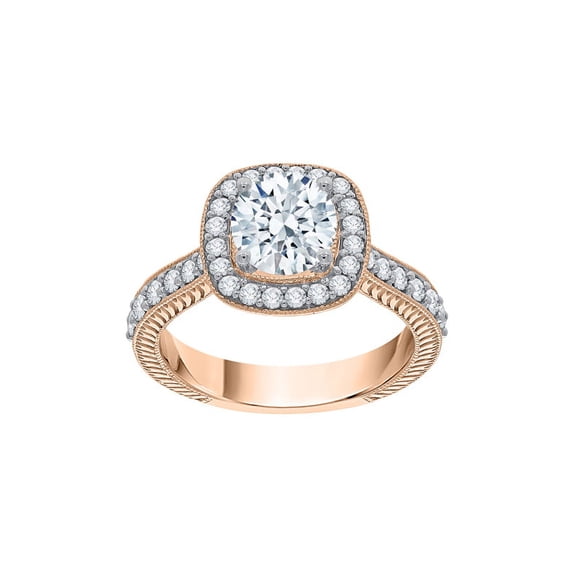 KATARINA Diamond Halo Engagement Ring in 10K Rose Gold (1 1/2 cttw, I-J, I1-I2) (Size-7.5)