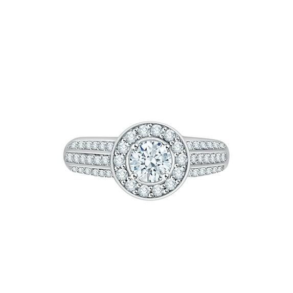 KATARINA Diamond Halo Engagement Ring in 10K White Gold (1 cttw, I-J, I1-I2) (Size-8.5)