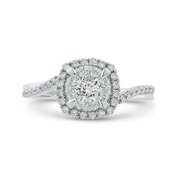 KATARINA Diamond Halo Engagement Ring in 10K White Gold (5/8 cttw, I-J, I1) (Size-8)