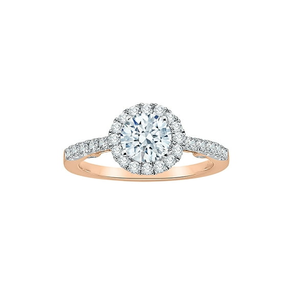 KATARINA Diamond Halo Engagement Ring in 14K Rose Gold (1 1/2 cttw, I-J, I1-I2) (Size-5)