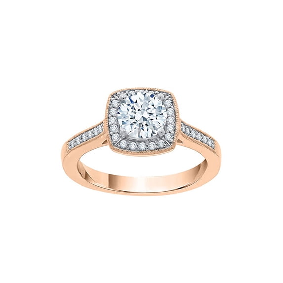 KATARINA Diamond Halo Engagement Ring in 14K Rose Gold (1 1/6 cttw, I-J, I1-I2) (Size-6)