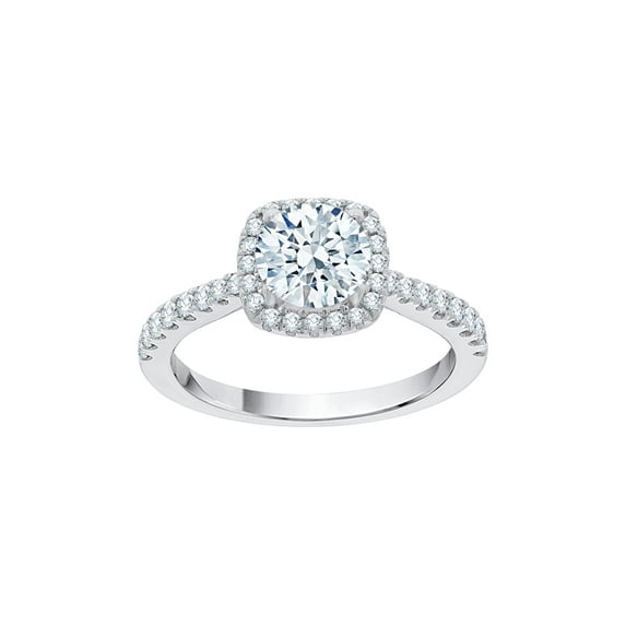 KATARINA Diamond Halo Engagement Ring in 14K White Gold (1 1/3 cttw, I-J, I1-I2) (Size-9.5)