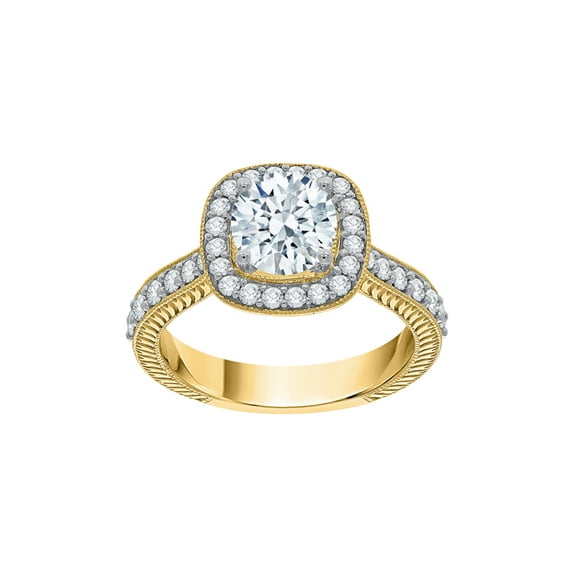 KATARINA Diamond Halo Engagement Ring in 14K Yellow Gold (1 1/2 cttw, I-J, I1-I2) (Size-5.5)