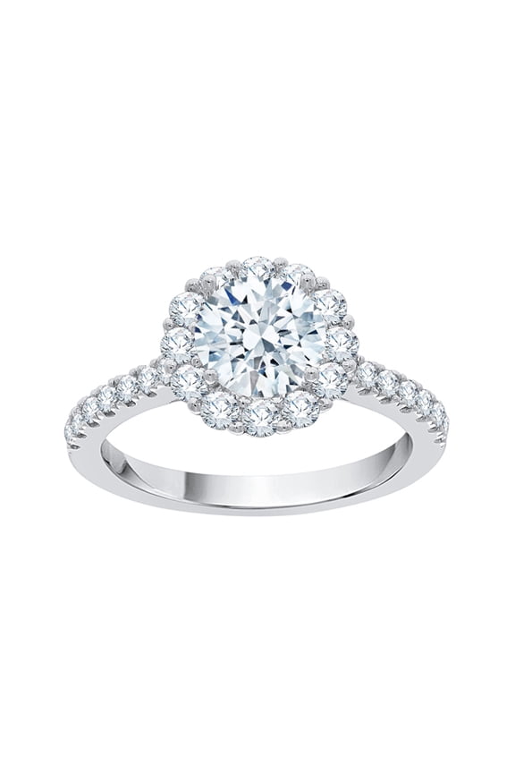 Diamond Halo Engagement Ring in Sterling Silver (1 3/4 cttw, I-J, I1-I2) (Size-7.5)